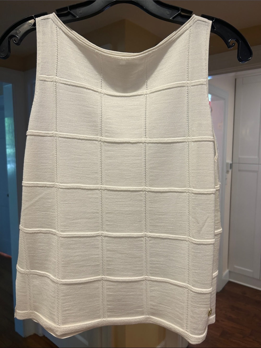 NakedCashmere Cream Knit Square-Pattern Tank Top NWOT